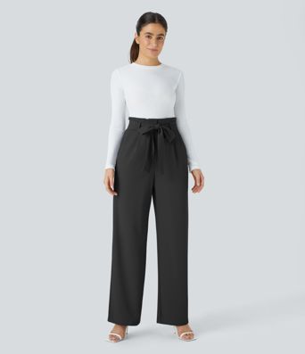 Halara Flex™ Paper Bag High Waisted Belted Pocket Wide Leg Work Pants