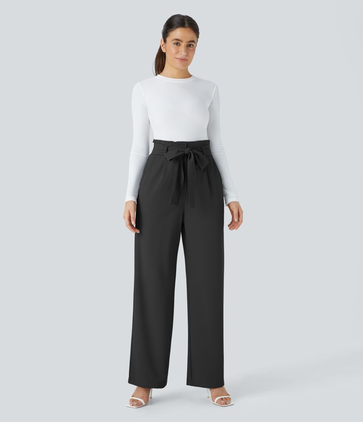 Halara Flex™ Paper Bag High Waisted Belted Pocket Wide Leg Work Pants