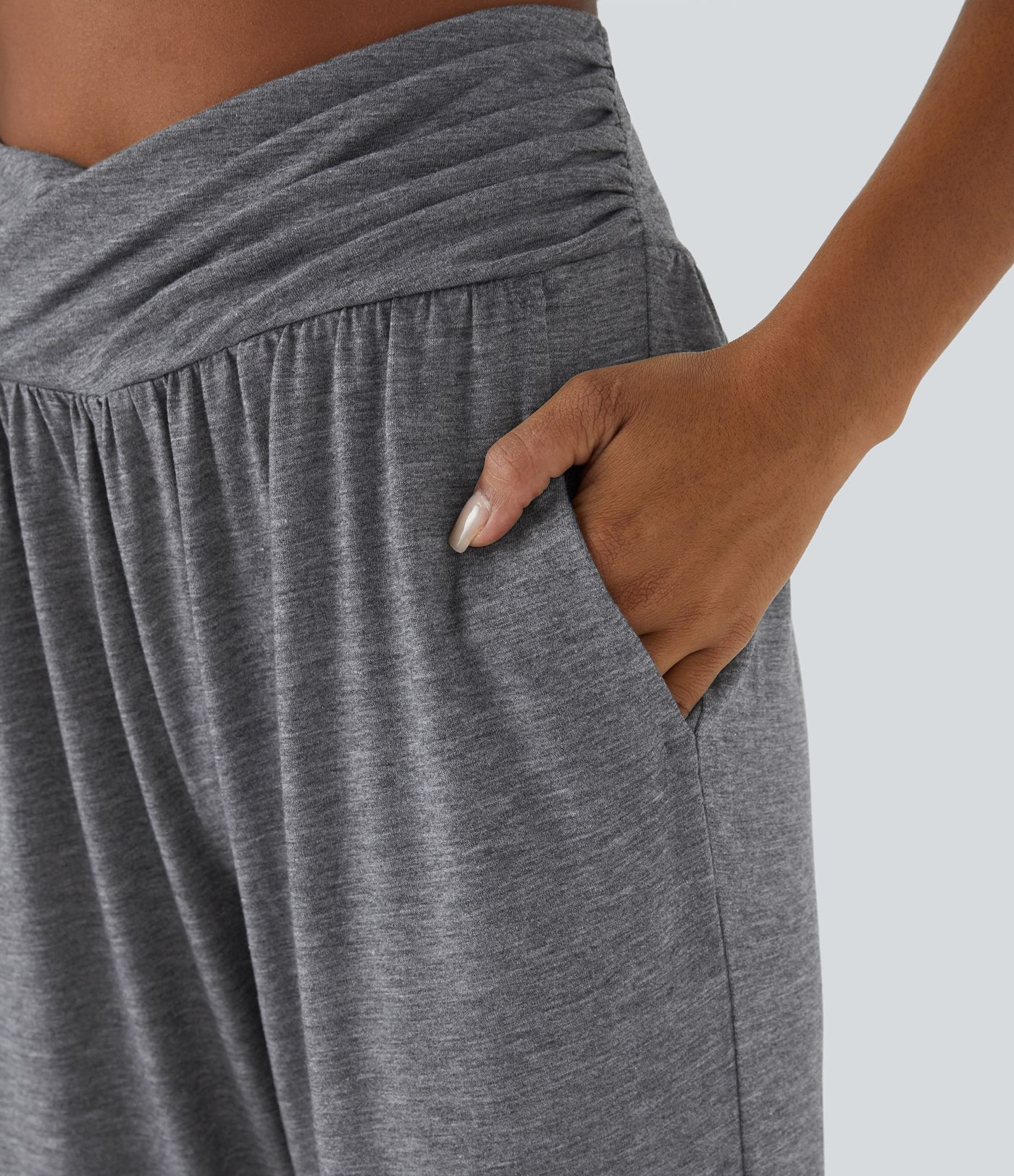 High Waisted Crossover Pocket Casual Joggers