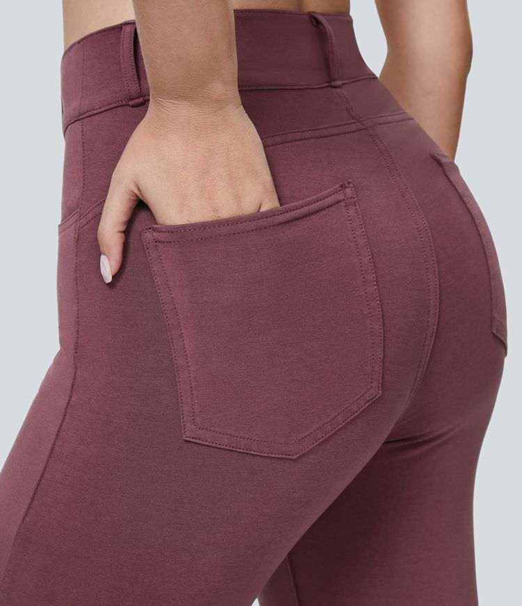 Halara Flex™ Jegging Flare Travail Tricot Extensible Lavé Coloré à Taille Haute avec Multipoches