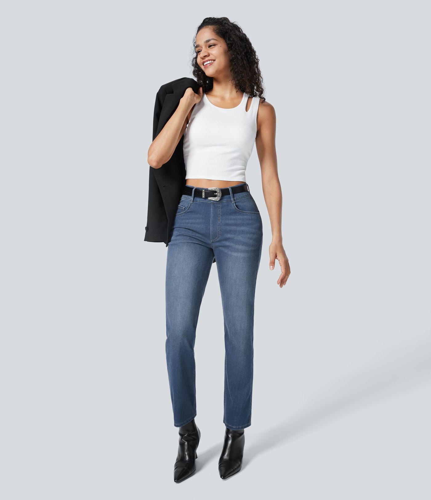 Halara Flex™ High Waisted Pockets Straight Leg Work Jeans
