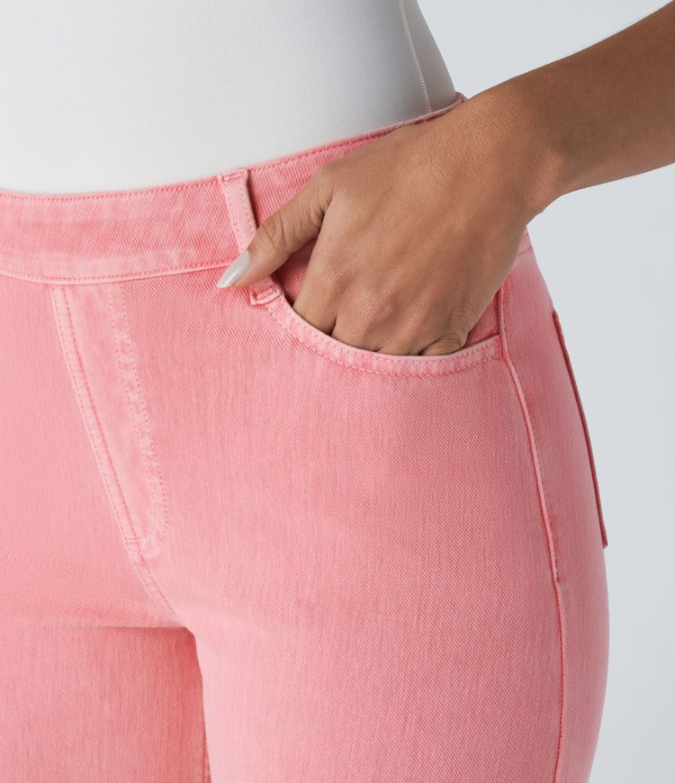 Halara Flex™ Short 12,5cm Casual en Denim Tricot Extensible Lavé à Taille Haute avec Multiples Poches Colorées