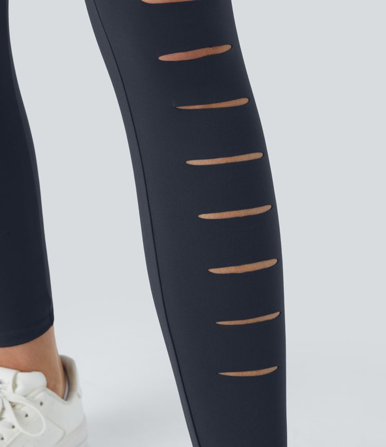 Leggings rasgados con agujeros de tiro alto