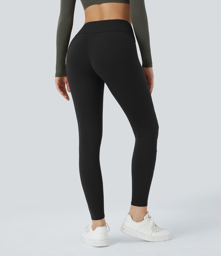 High Waisted Ripped Solid Casual Leggings