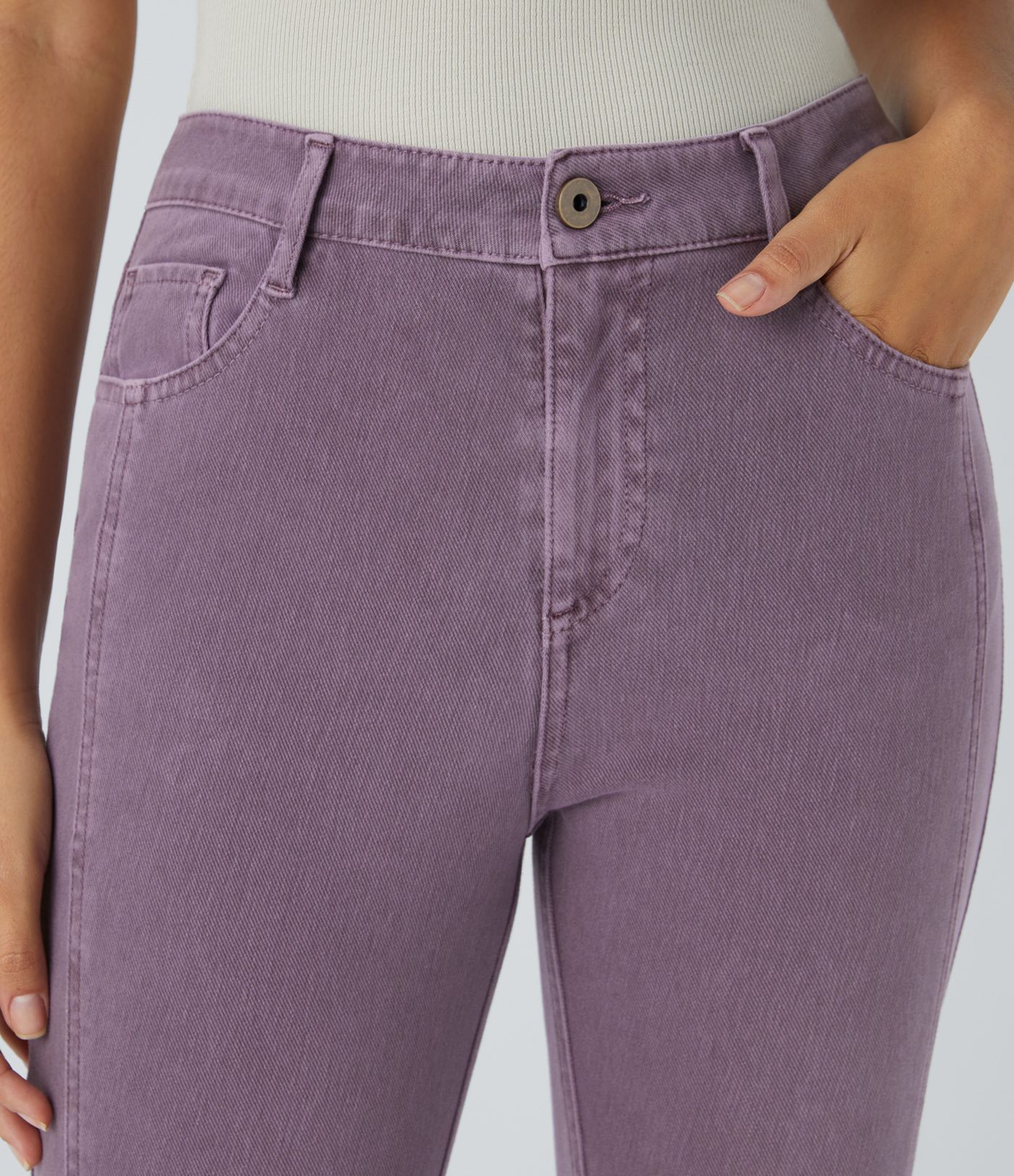 Jeans Halara Flex™ Denim ajustado elástico colorido múltiple bolsillo cierre botón
