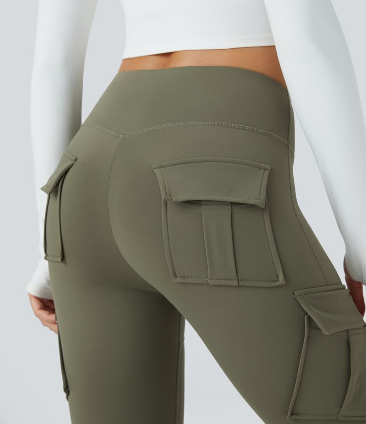 SoftlyZero™ Plush Thermal High Waisted Cargo Pocket Skinny 7/8 Yoga Leggings