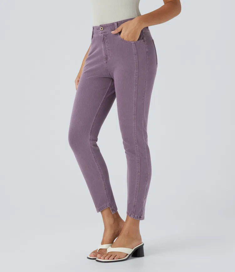 Halara Flex™ Mid Rise Zipper Pockets Colorful Casual Skinny Jeans