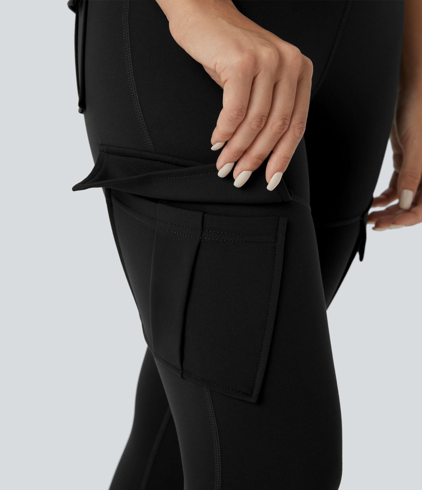 Leggings yoga capri bolsillo cargo tiro alto