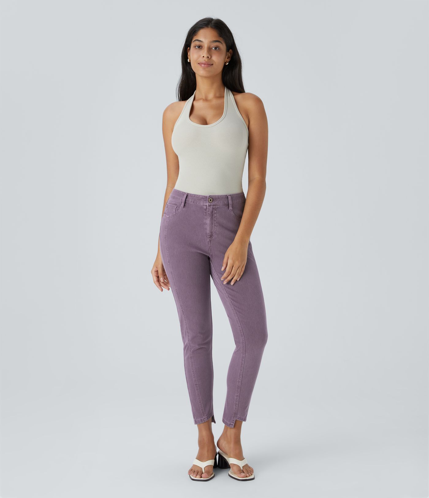 Jeans Halara Flex™ Denim ajustado elástico colorido múltiple bolsillo cierre botón