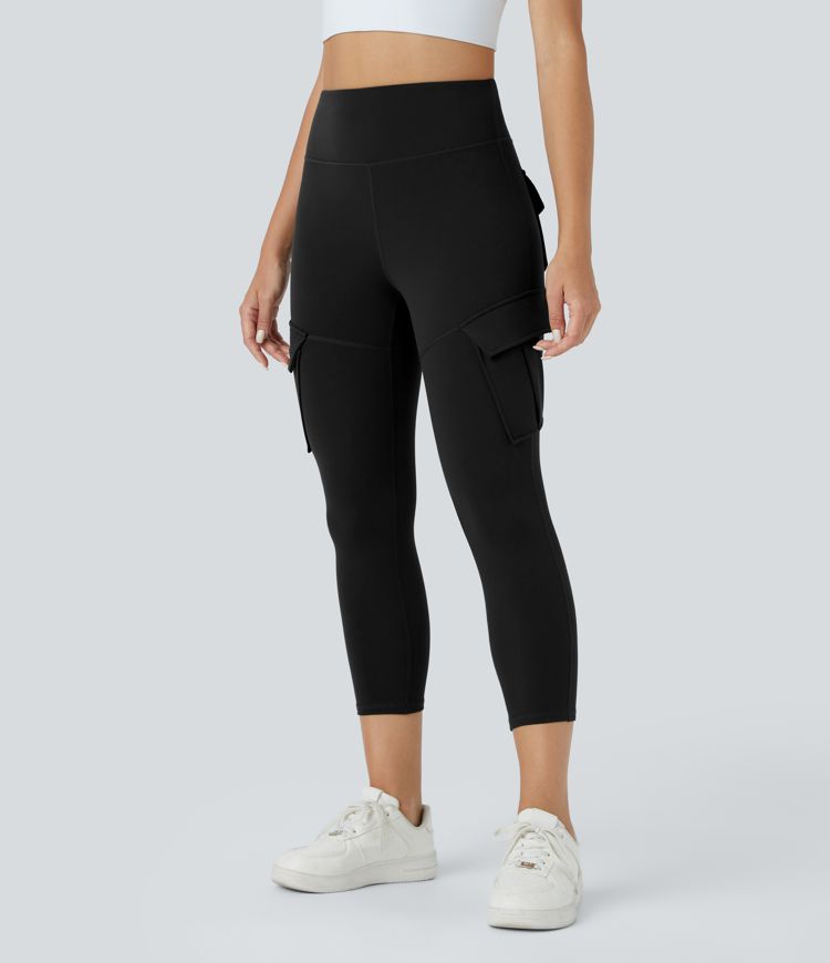Leggings yoga capri bolsillo cargo tiro alto