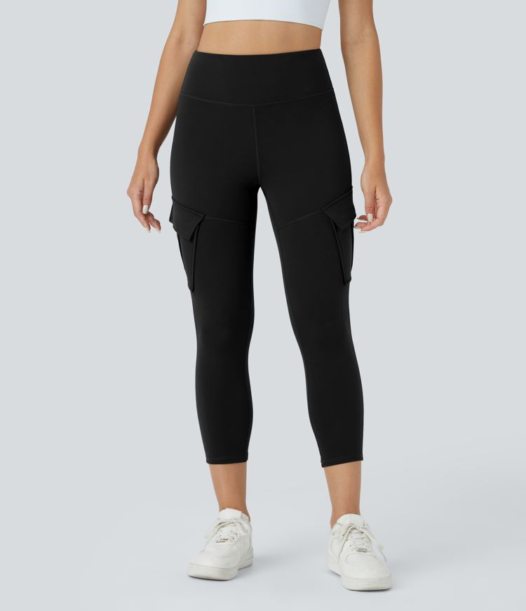 Leggings yoga capri bolsillo cargo tiro alto