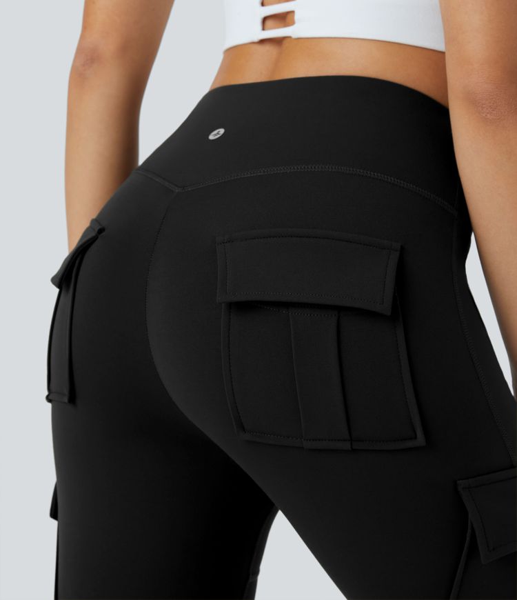 Leggings yoga capri bolsillo cargo tiro alto