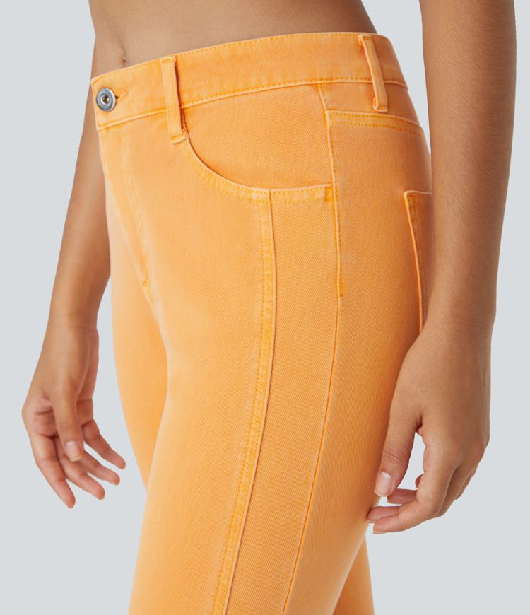 Halara Flex™ Mid Rise Zipper Pockets Colorful Casual Skinny Jeans