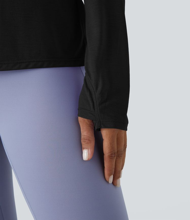 Top deportivo yoga cuello redondo manga larga abertura lazo espalda