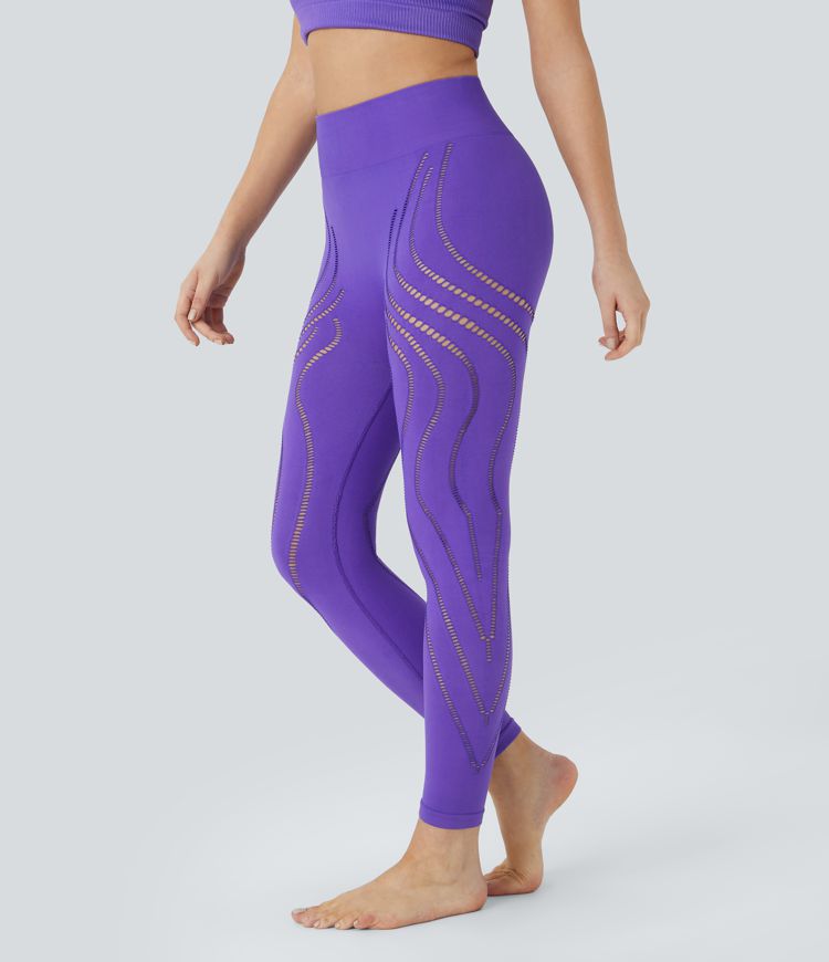 Seamless Flow High Waisted Cut Out Yoga 7/8 Leggings