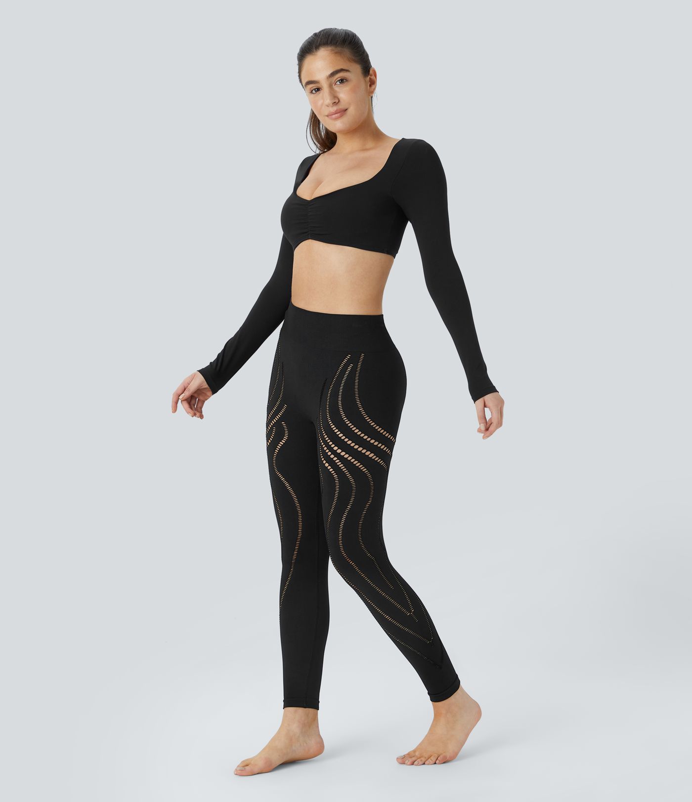 Legging yoga 7/8 taille haute avec découpes sans couture OneForm Seamless Flow
