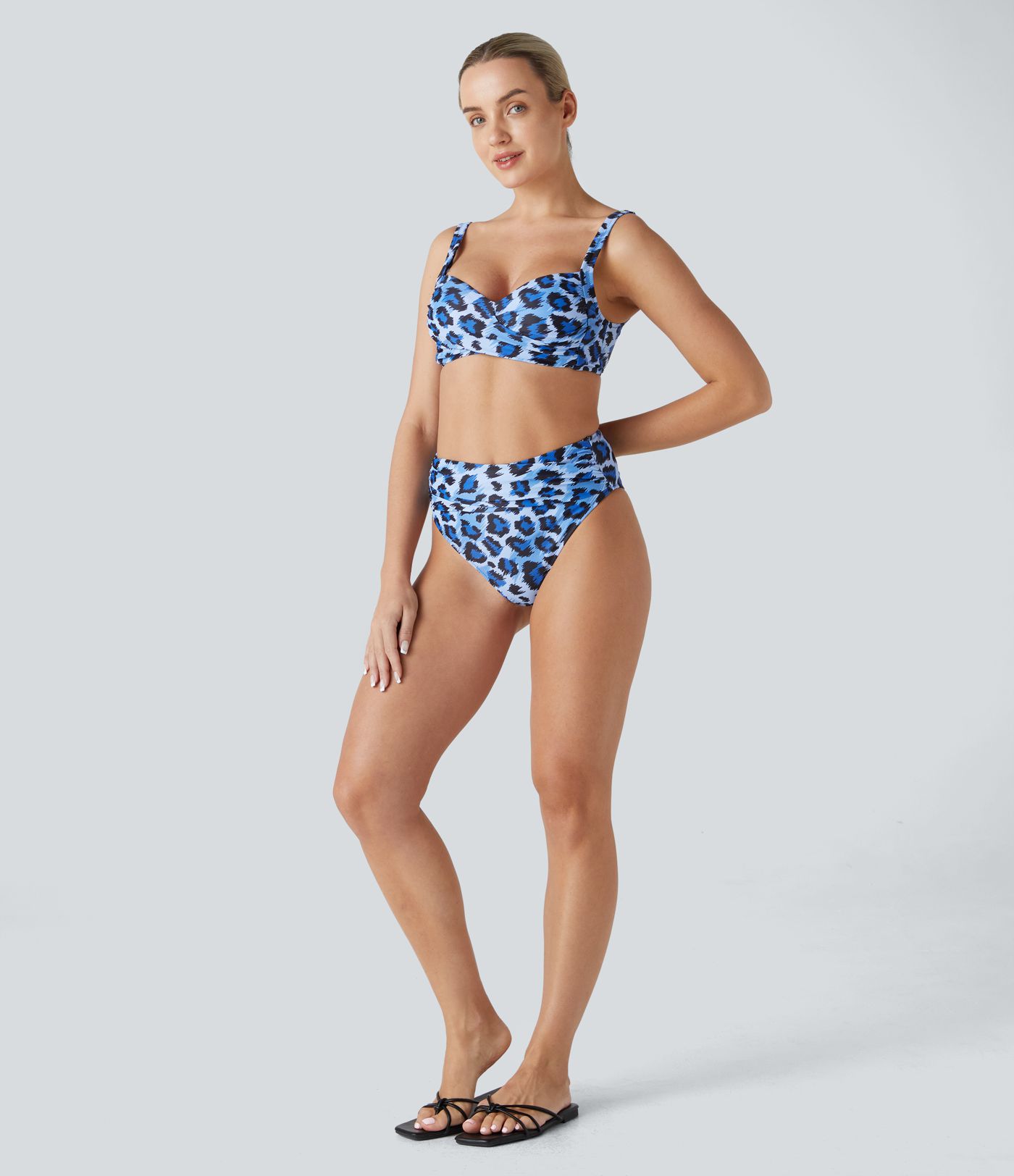 Adjustable G-Hook Leopard Print Bikini Top Swimsuit