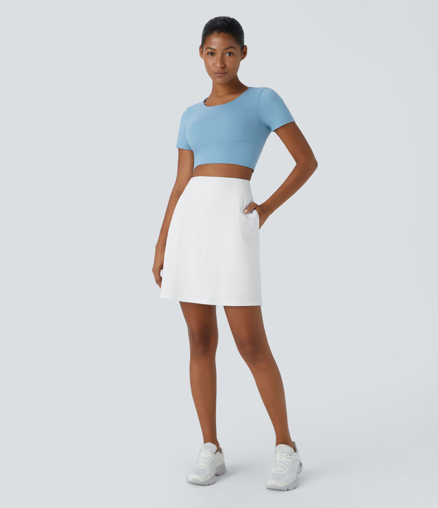 High Waisted Pocket Split 2-in-1 A Line Golf Skirt