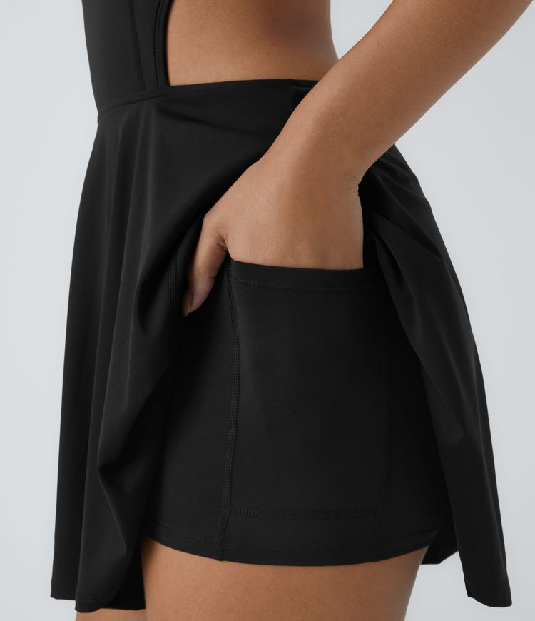 SoftlyZero™ Airy Cut Out 2-in-1 Pocket Cool Touch Mini Tennis Active Dress-UPF50+