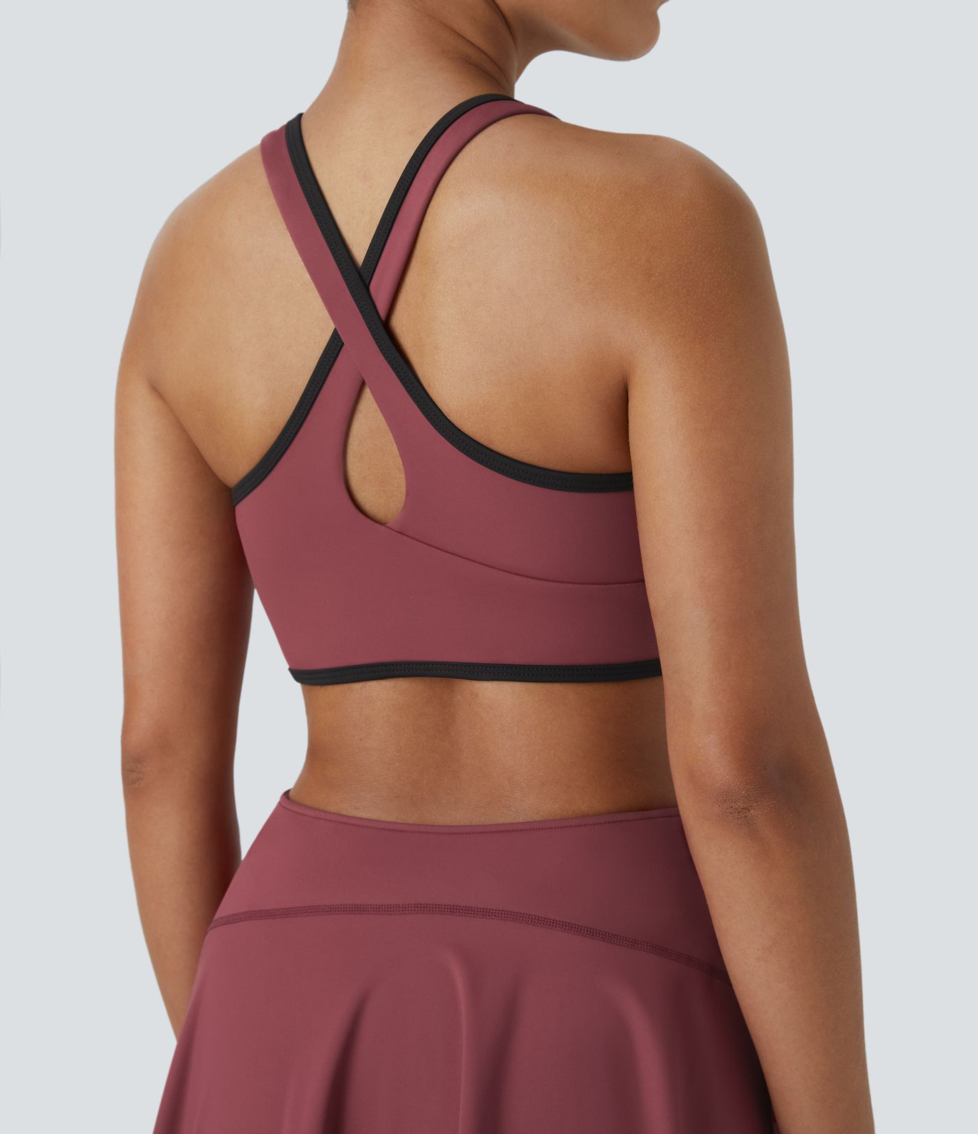 Softlyzero™ Airy Robe Tennis Mini Sport sans Dos avec Croisillons Découpés et Poches au Toucher Frais