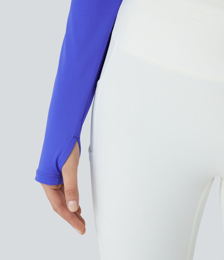 Padded V Neck Thumb Hole Cropped Yoga Sports Top