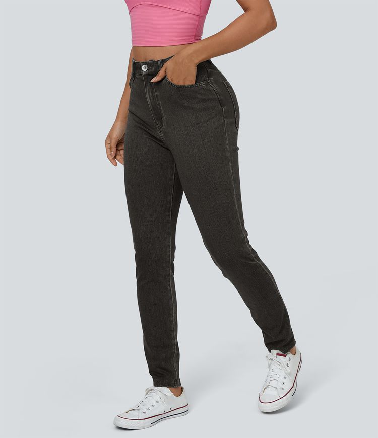 Halara Flex™ High Waisted Zipper Pockets Casual Jeans