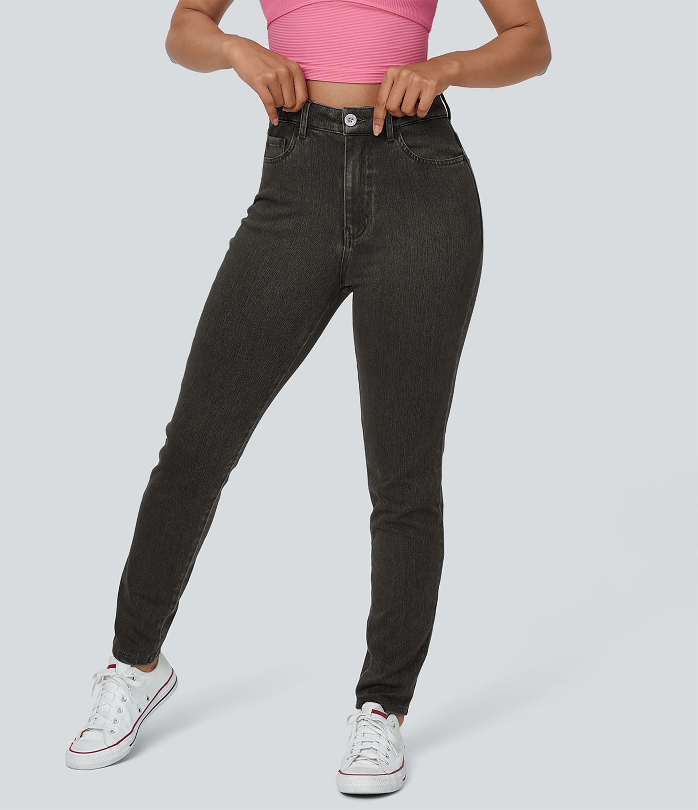 Halara Flex™ High Waisted Zipper Pockets Casual Jeans