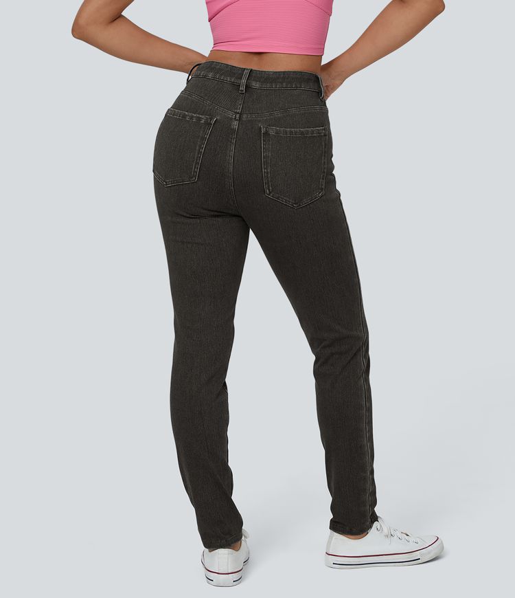 Halara Flex™ High Waisted Zipper Pockets Casual Jeans