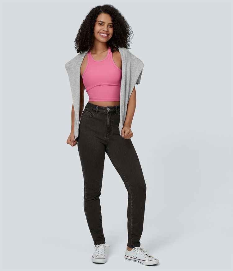 Halara Flex™ High Waisted Zipper Pockets Casual Jeans