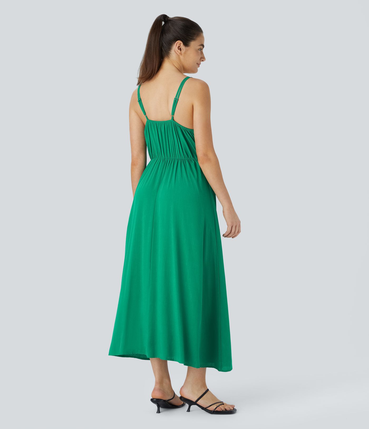 Double Tie Front Maxi Casual Slip Dress