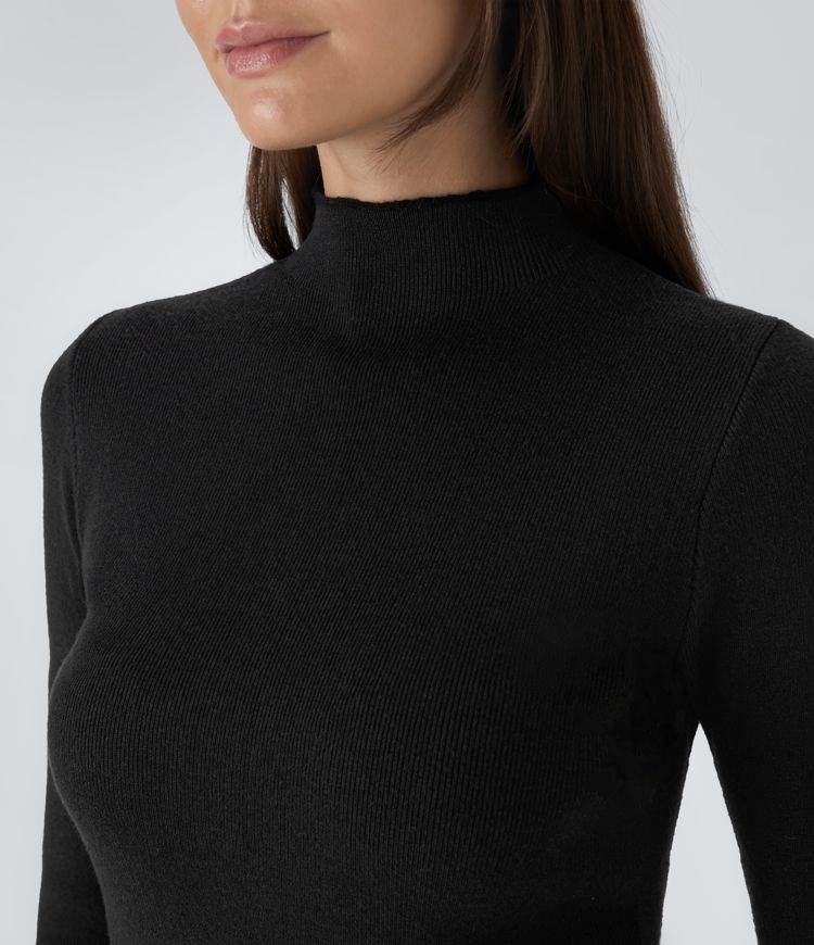 モックネック 長袖 スキニー ワークセーター