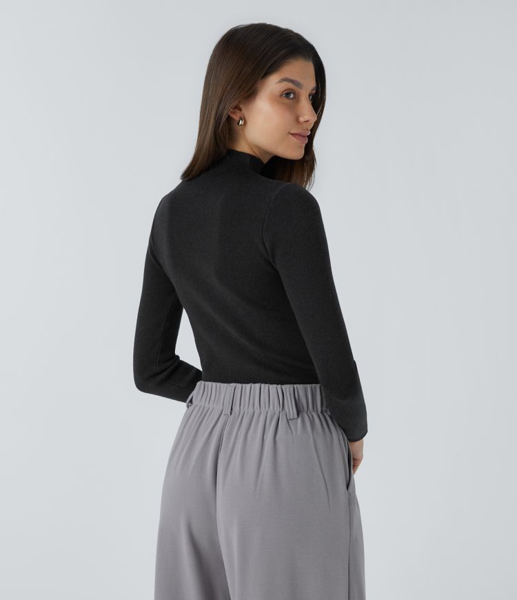 モックネック 長袖 スキニー ワークセーター