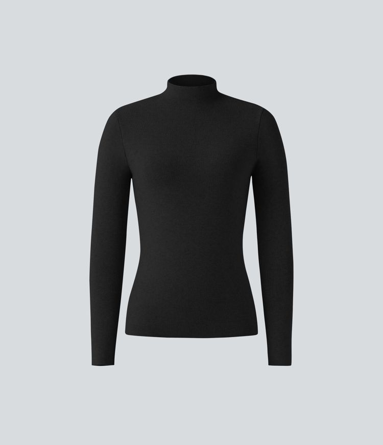 モックネック 長袖 スキニー ワークセーター