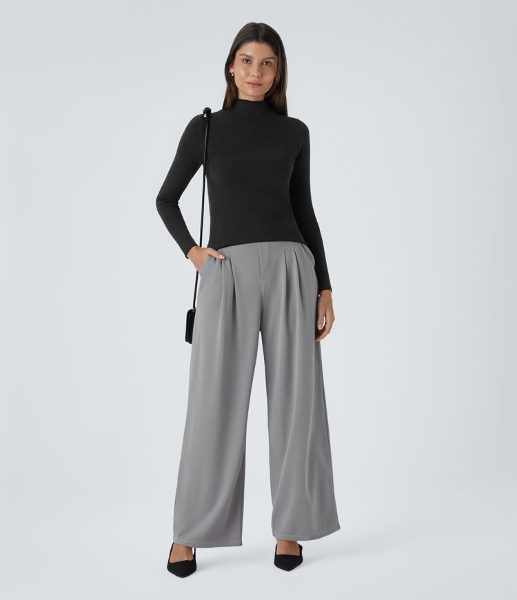 モックネック 長袖 スキニー ワークセーター