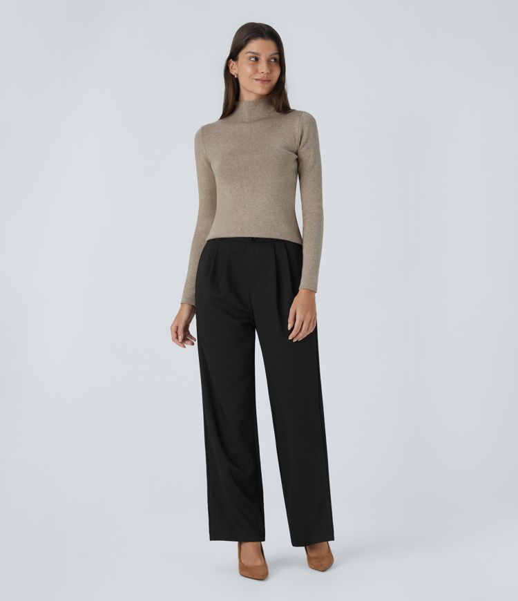 Mock Neck Long Sleeve Skinny Work Sweater