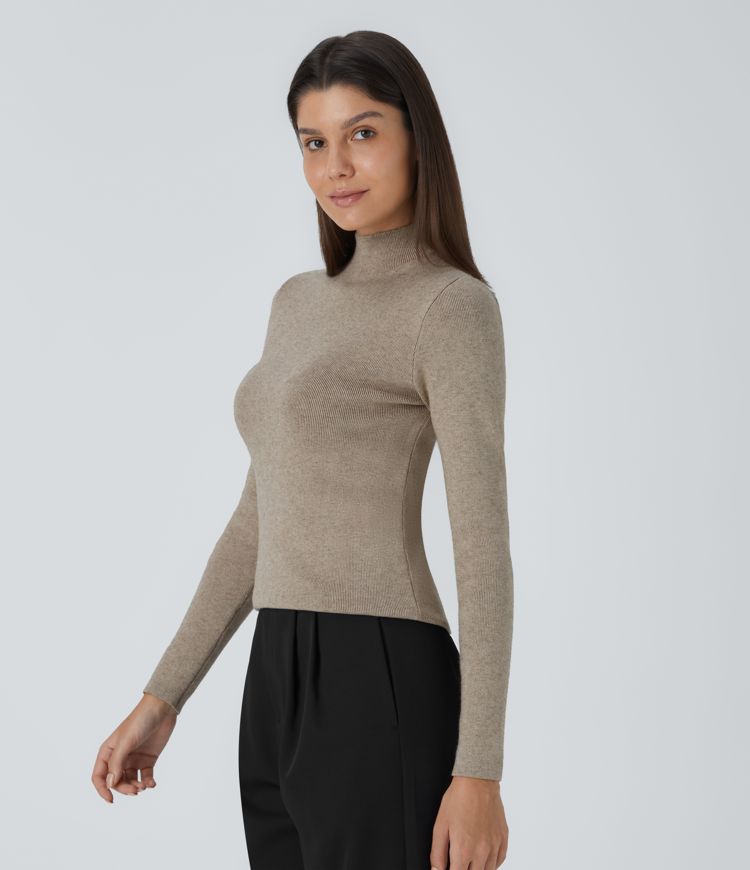 Mock Neck Long Sleeve Skinny Work Sweater