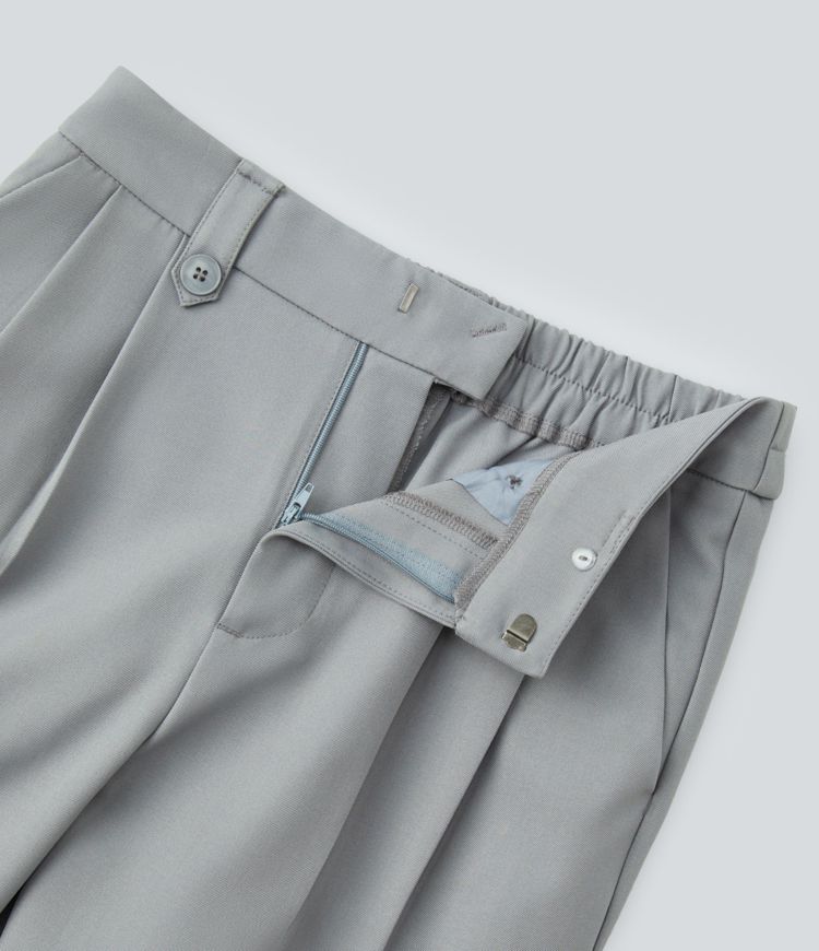 High Waisted Decorative Pocket Work Tapered Pants