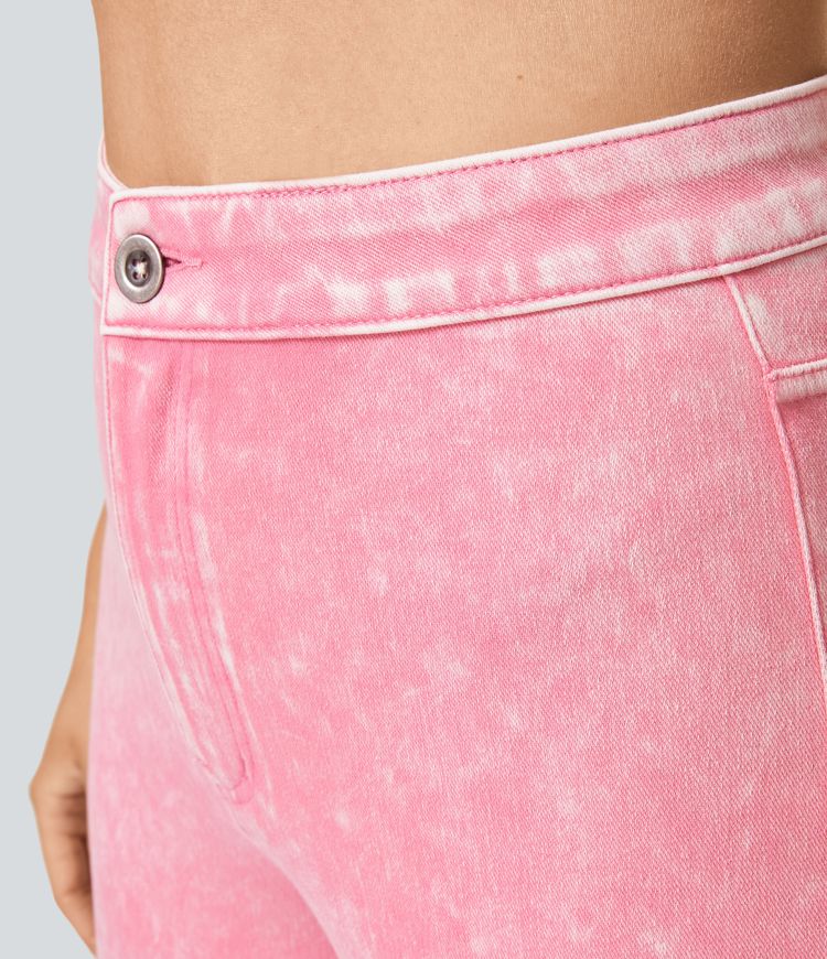 Halara Flex™ High Waist Back Pocket Washed Colorful Stretch Knit Casual Super Flare Jeans