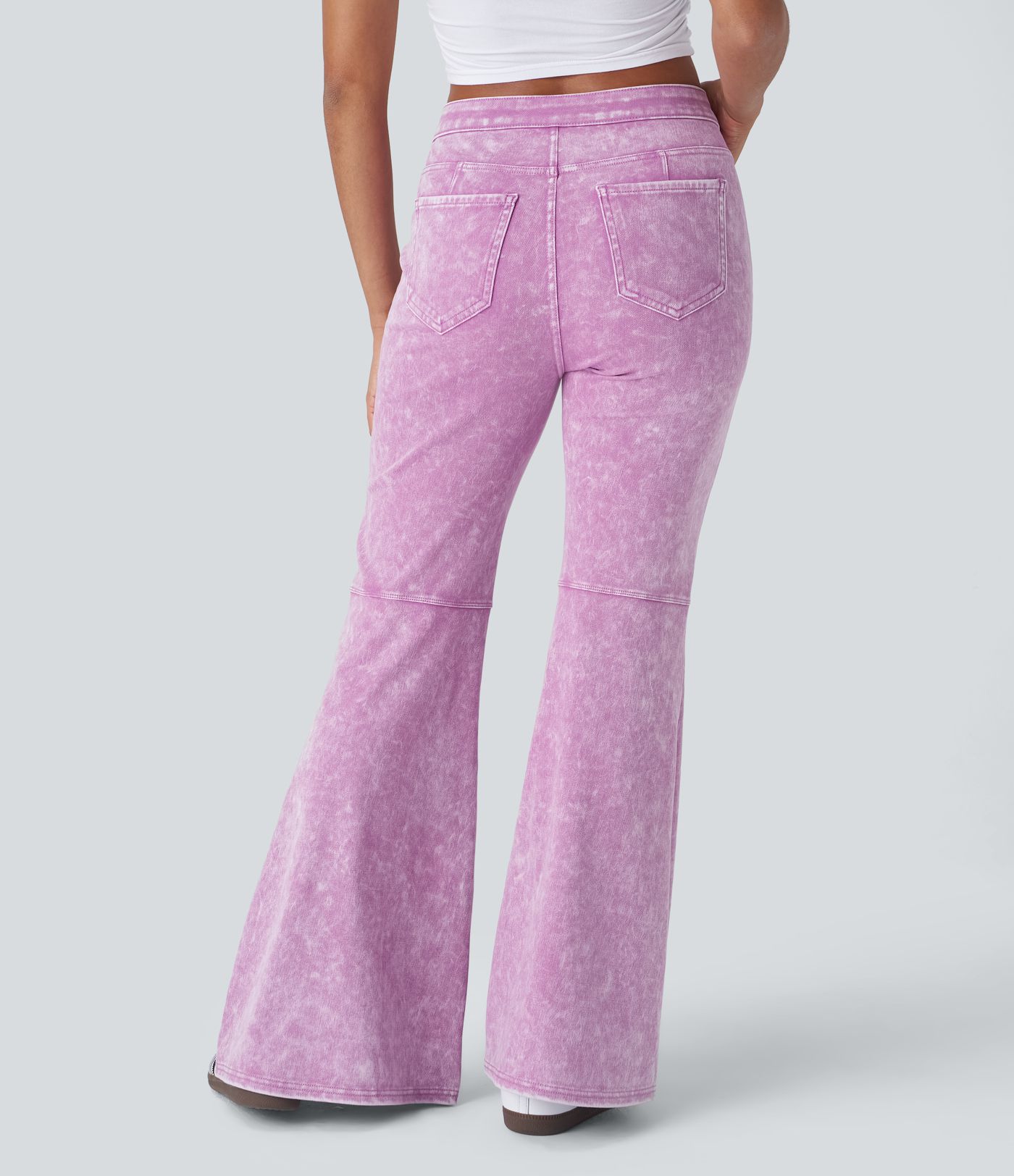 Jeans Halara Flex™ Denim súper acampanado elástico colorido lavado bolsillo trasero tiro alto