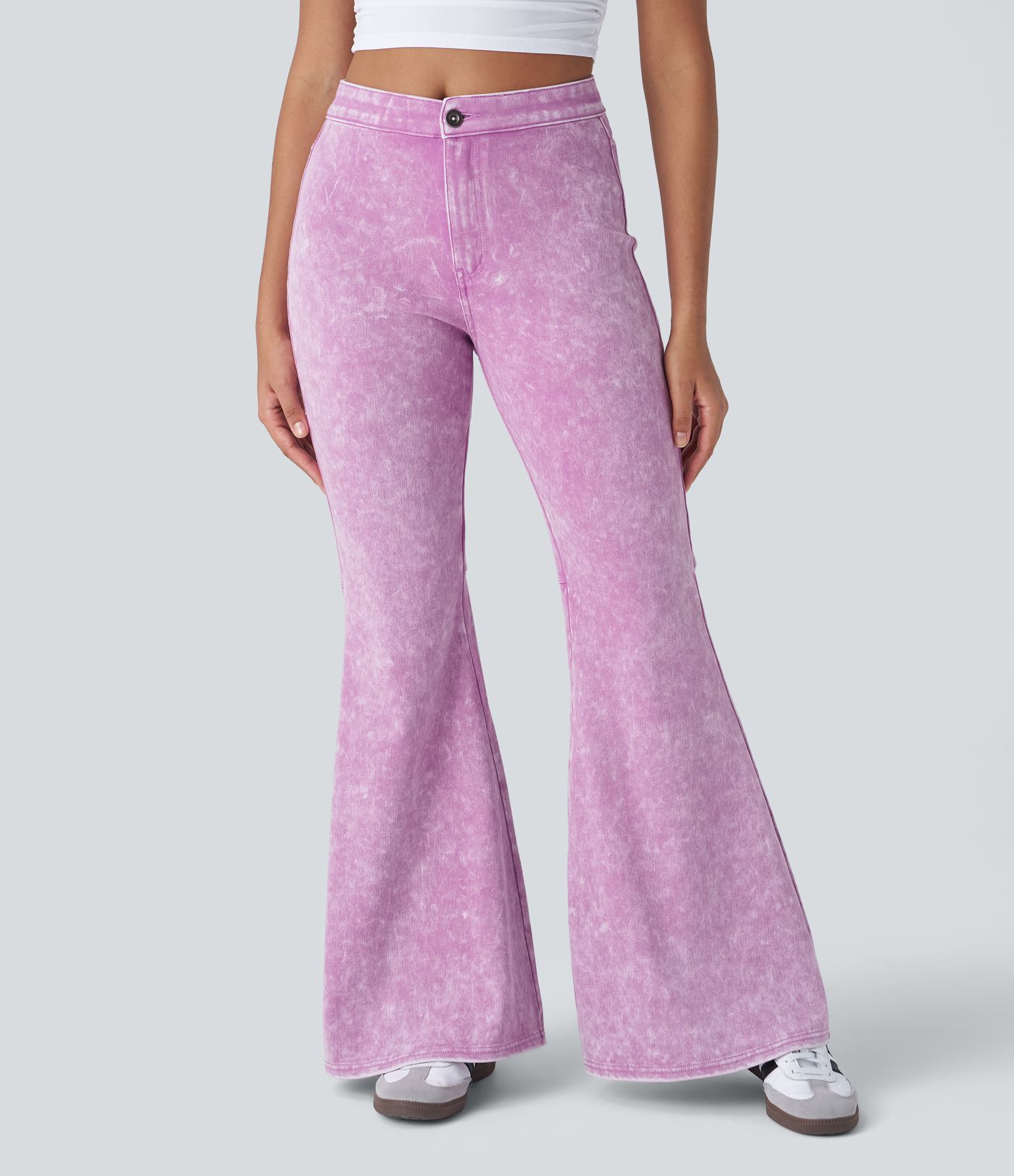 Jeans Halara Flex™ Denim súper acampanado elástico colorido lavado bolsillo trasero tiro alto