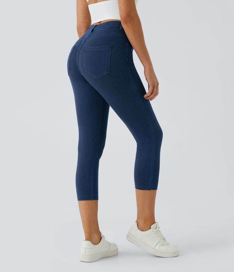 Halara Flex™ High Waisted Pockets Denim Capri Casual Leggings