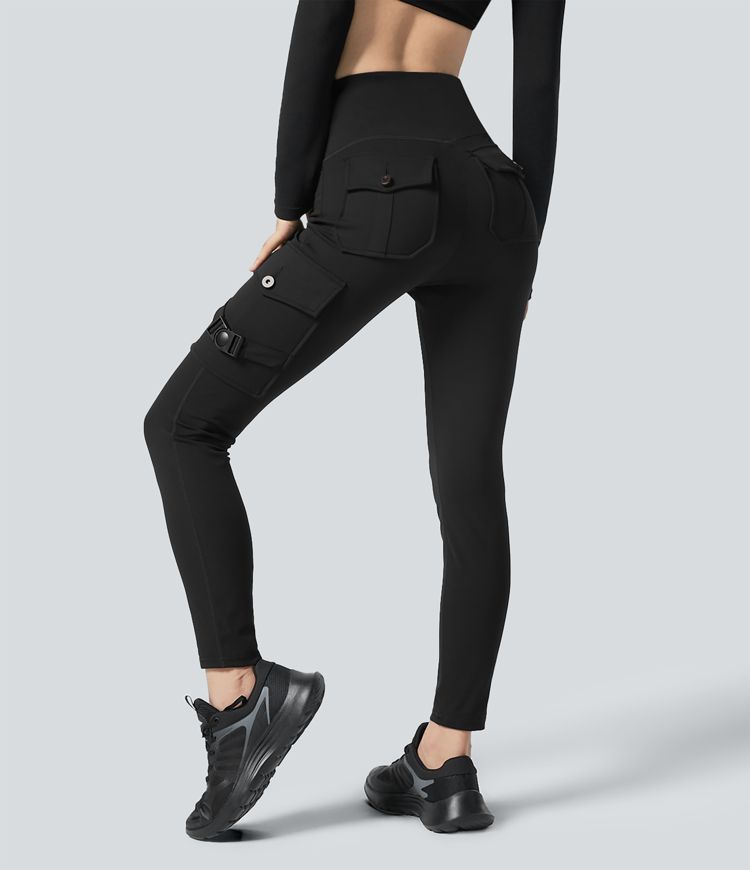 High Waisted Cargo Pocket Yoga 7/8 Leggings