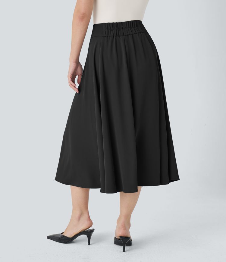 Ausgestellter Midi-Rock mit hohem Bund und unsichtbarem Reißverschluss hinten