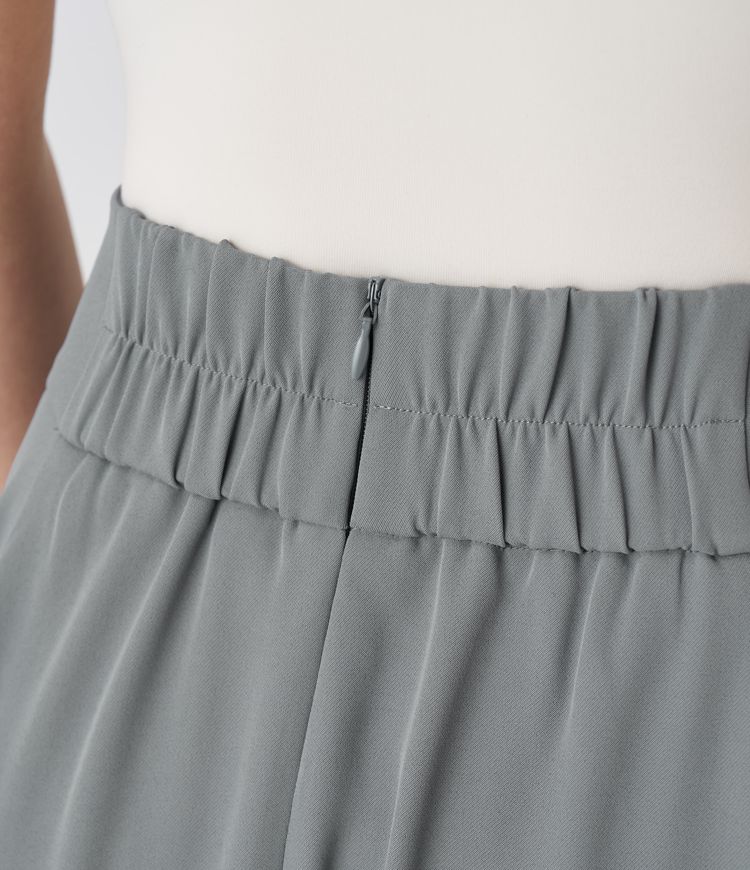 High Waisted Back Flare Midi Work Skirt