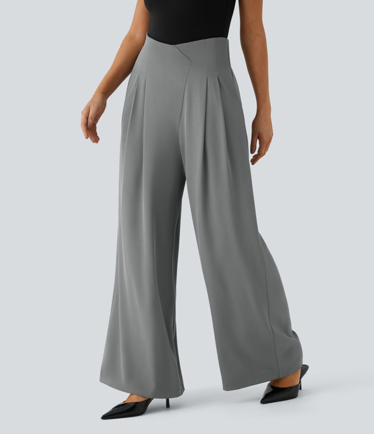 Halara Flex™ Super High Waisted Pockets Wide Leg Work Pants