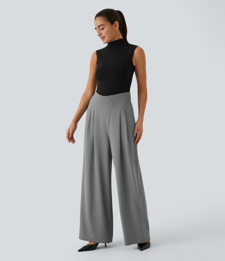 Halara Flex™ Super High Waisted Pockets Wide Leg Work Pants