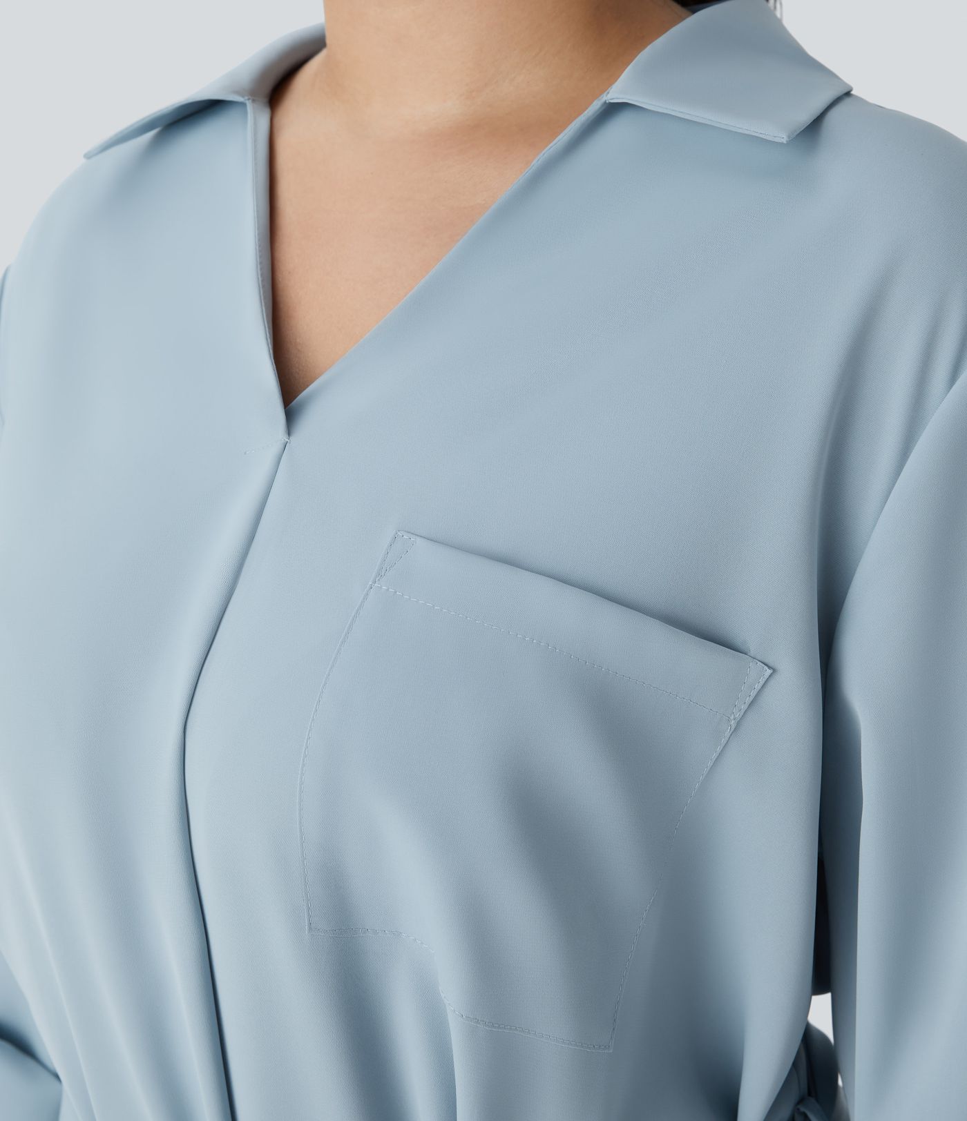 Roll Up Sleeve Belted Work Plus Size Shirt Dress