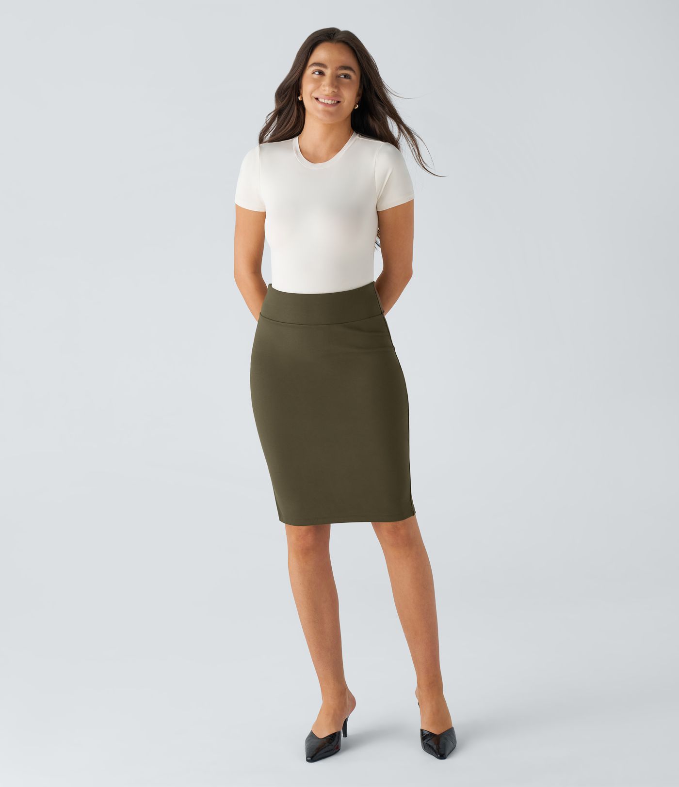 High Waisted Split Bodycon Work Pencil Skirt