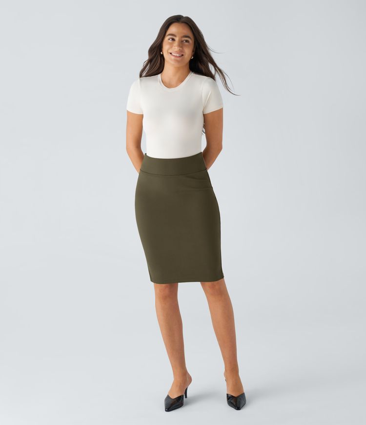 High Waisted Split Bodycon Work Pencil Skirt