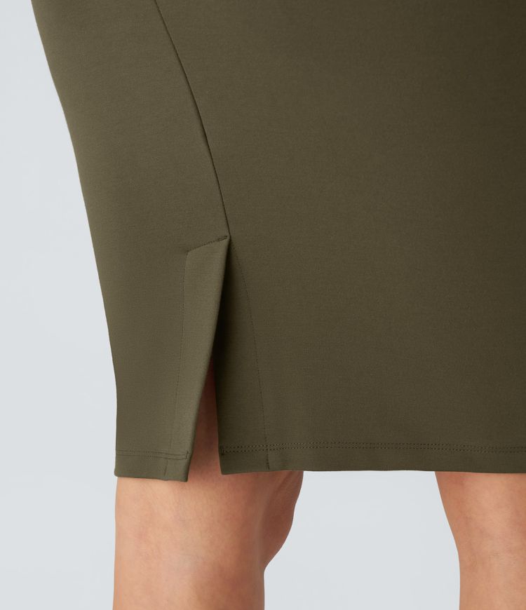 High Waisted Split Bodycon Work Pencil Skirt